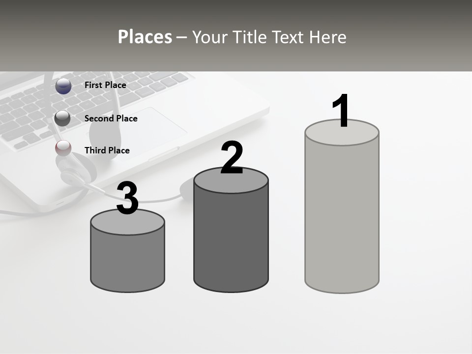 A Laptop With A Headset On Top Of It PowerPoint Template