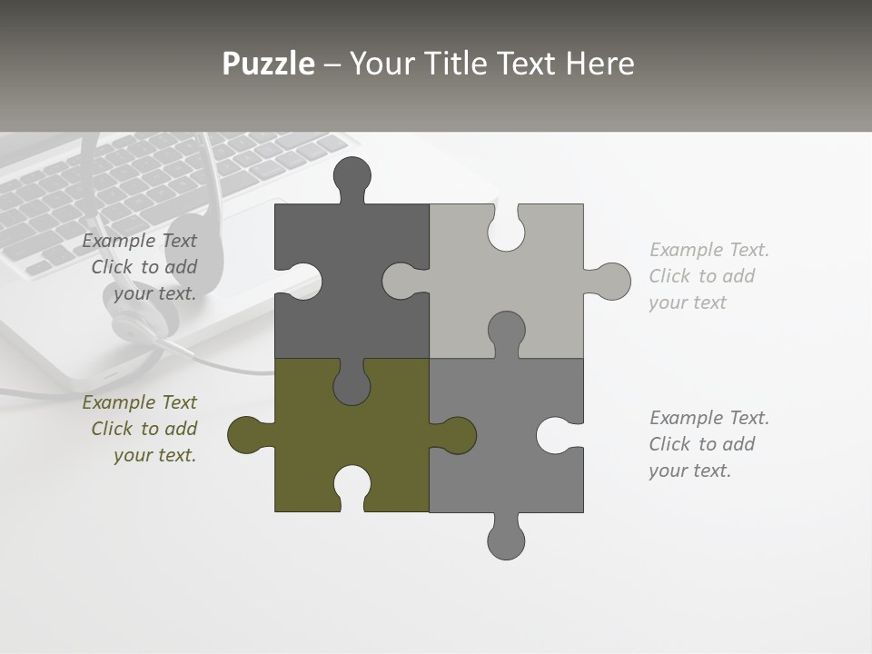 A Laptop With A Headset On Top Of It PowerPoint Template