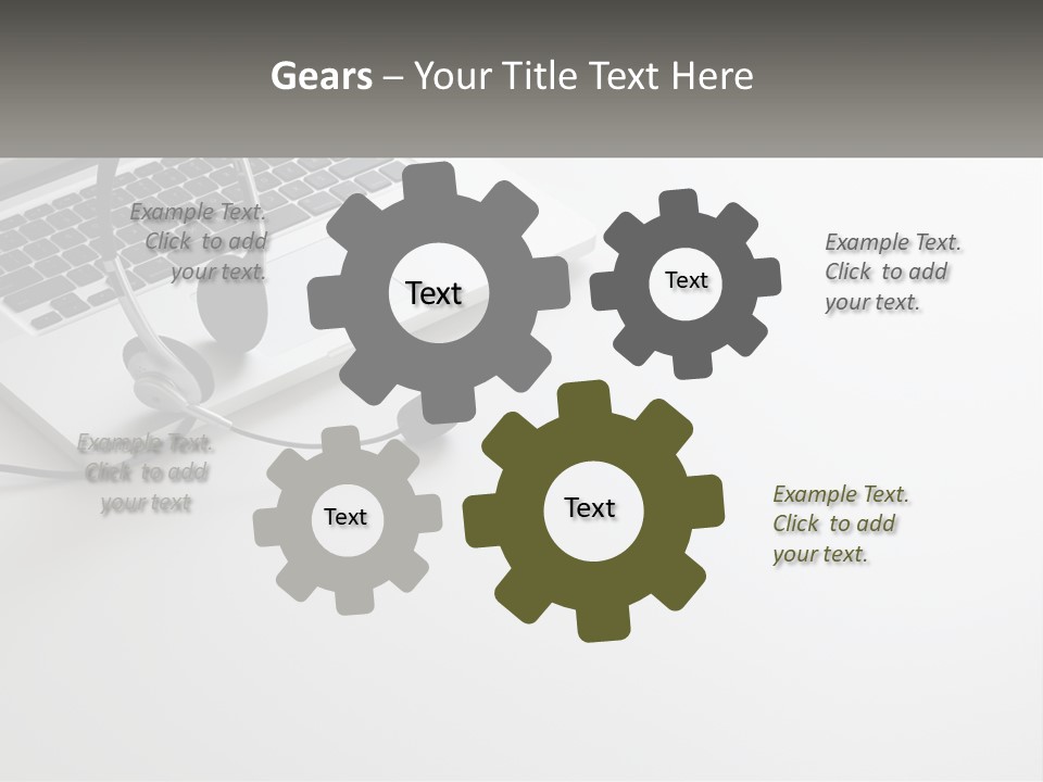 A Laptop With A Headset On Top Of It PowerPoint Template