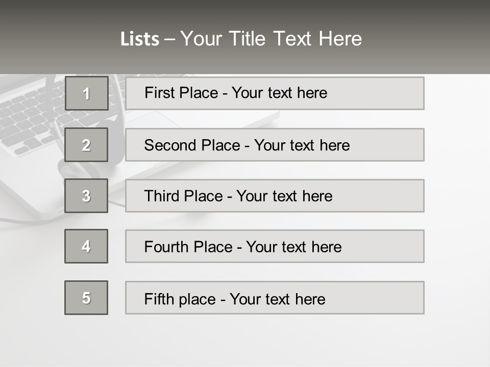 A Laptop With A Headset On Top Of It PowerPoint Template