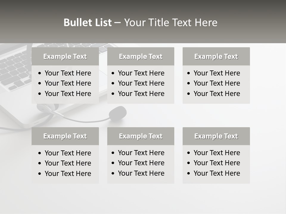 A Laptop With A Headset On Top Of It PowerPoint Template