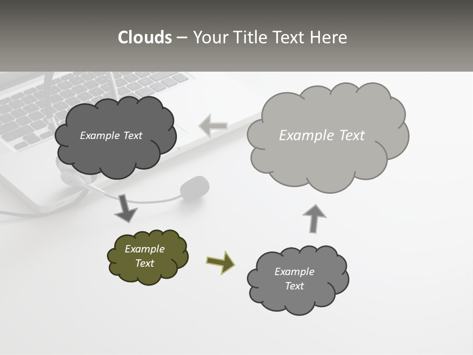 A Laptop With A Headset On Top Of It PowerPoint Template