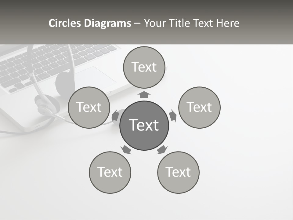 A Laptop With A Headset On Top Of It PowerPoint Template