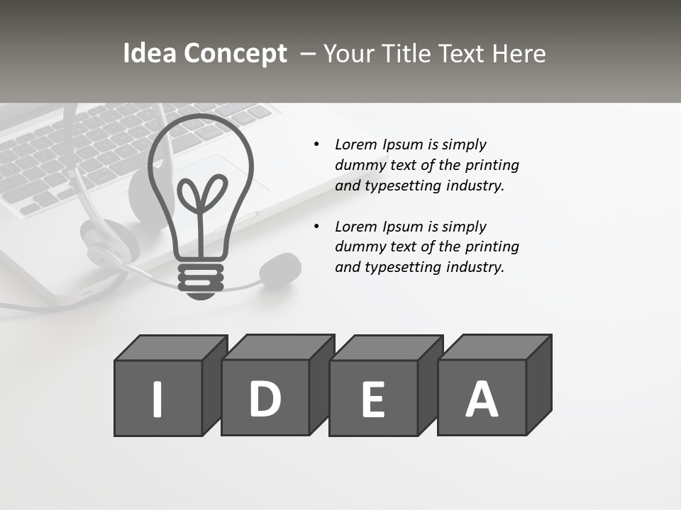 A Laptop With A Headset On Top Of It PowerPoint Template