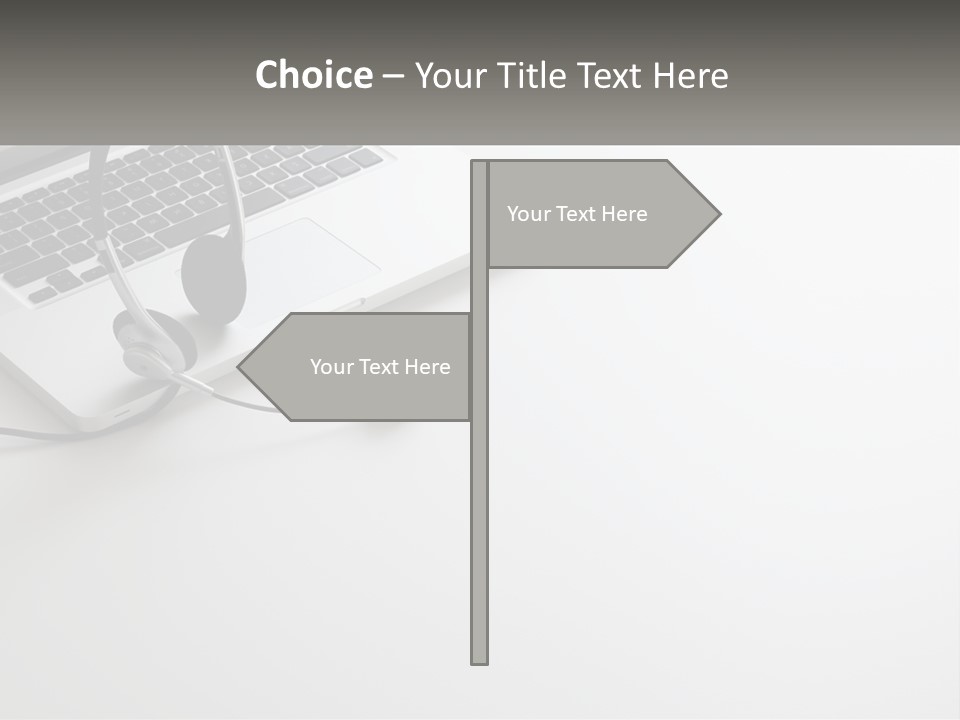 A Laptop With A Headset On Top Of It PowerPoint Template