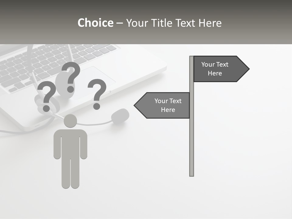 A Laptop With A Headset On Top Of It PowerPoint Template