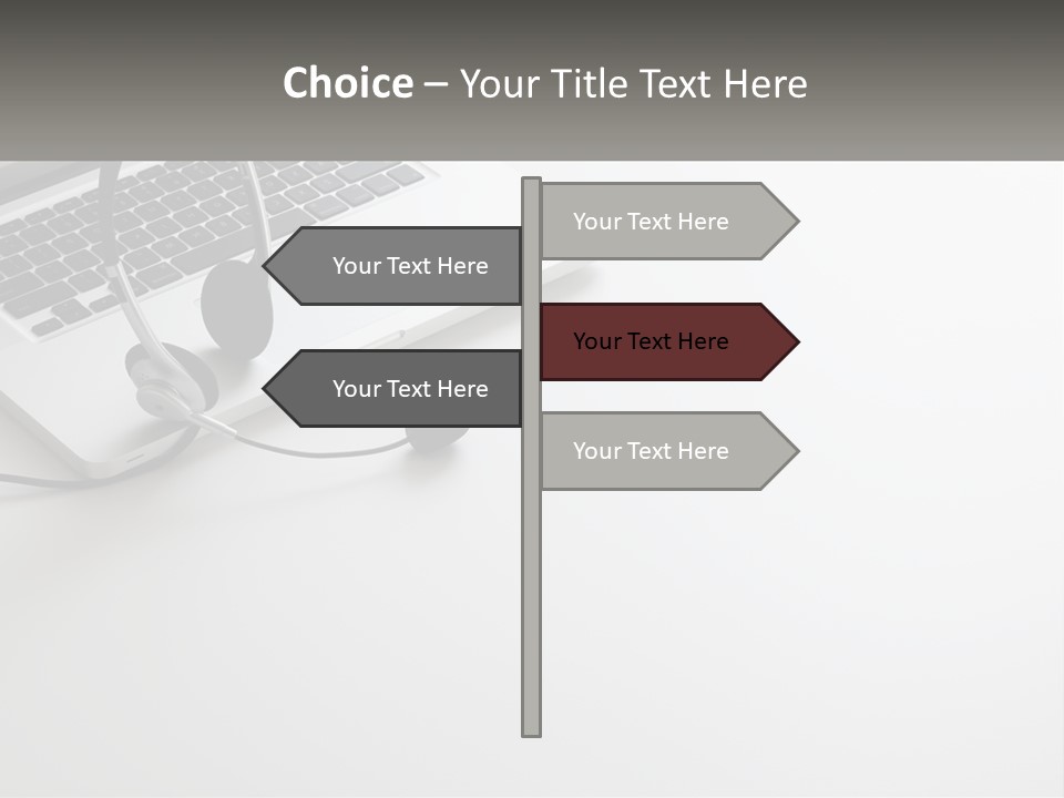 A Laptop With A Headset On Top Of It PowerPoint Template