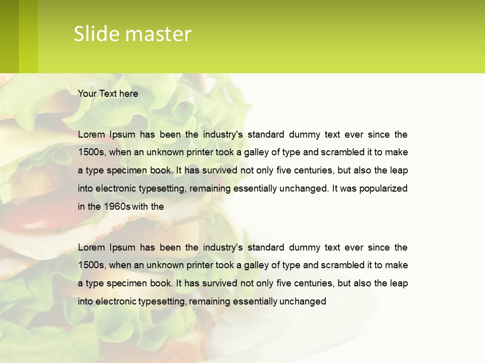 A Big Sandwich With Lettuce And Tomatoes On It PowerPoint Template