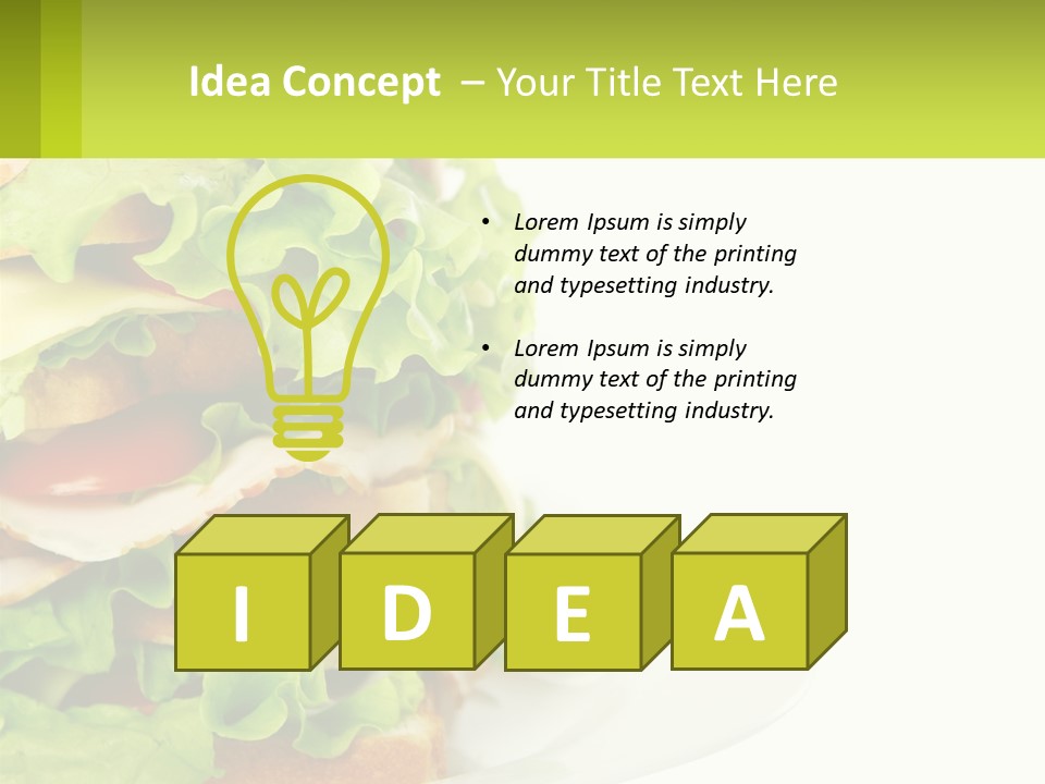 A Big Sandwich With Lettuce And Tomatoes On It PowerPoint Template
