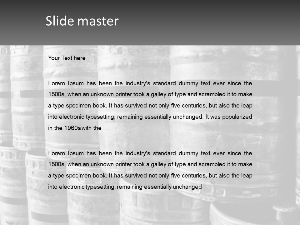 A Large Group Of Barrels In Black And White PowerPoint Template