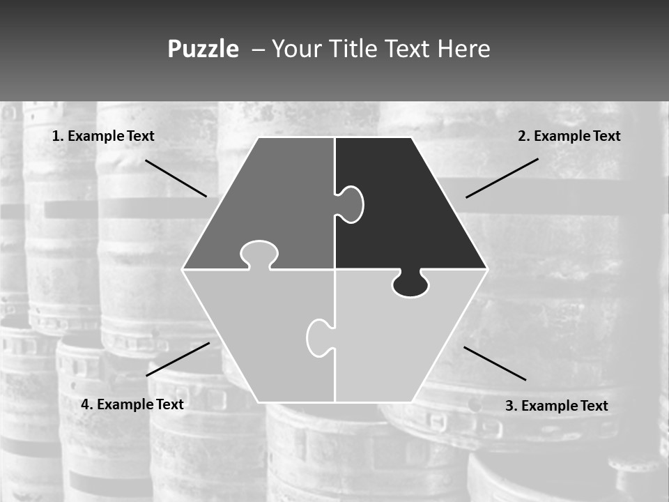 A Large Group Of Barrels In Black And White PowerPoint Template