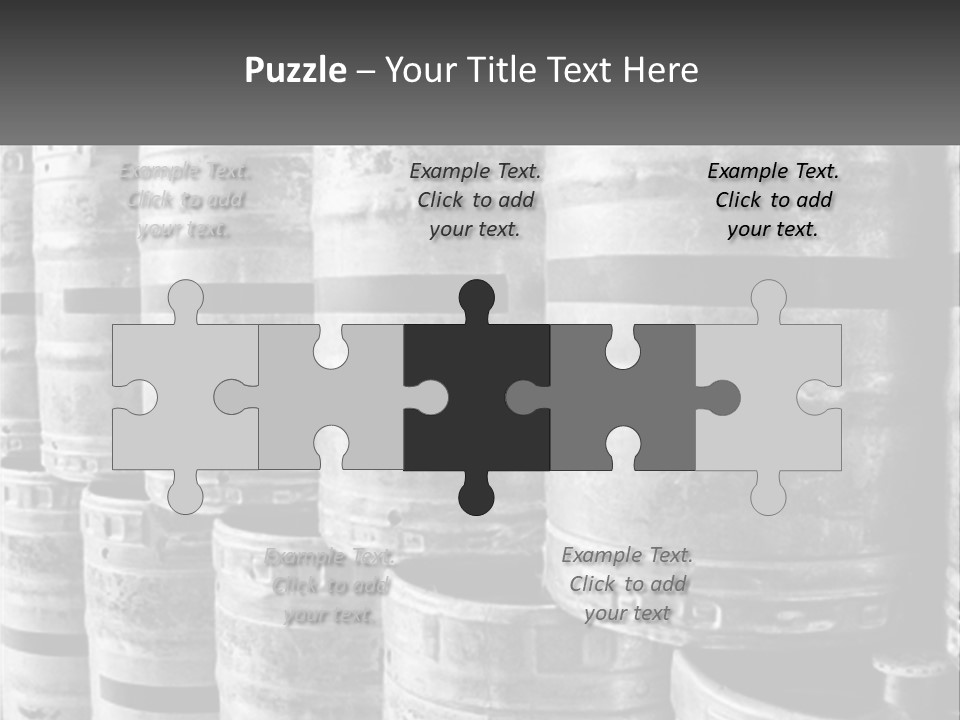 A Large Group Of Barrels In Black And White PowerPoint Template