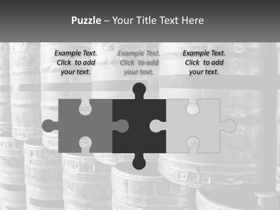 A Large Group Of Barrels In Black And White PowerPoint Template