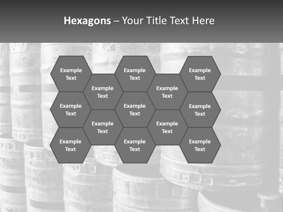 A Large Group Of Barrels In Black And White PowerPoint Template