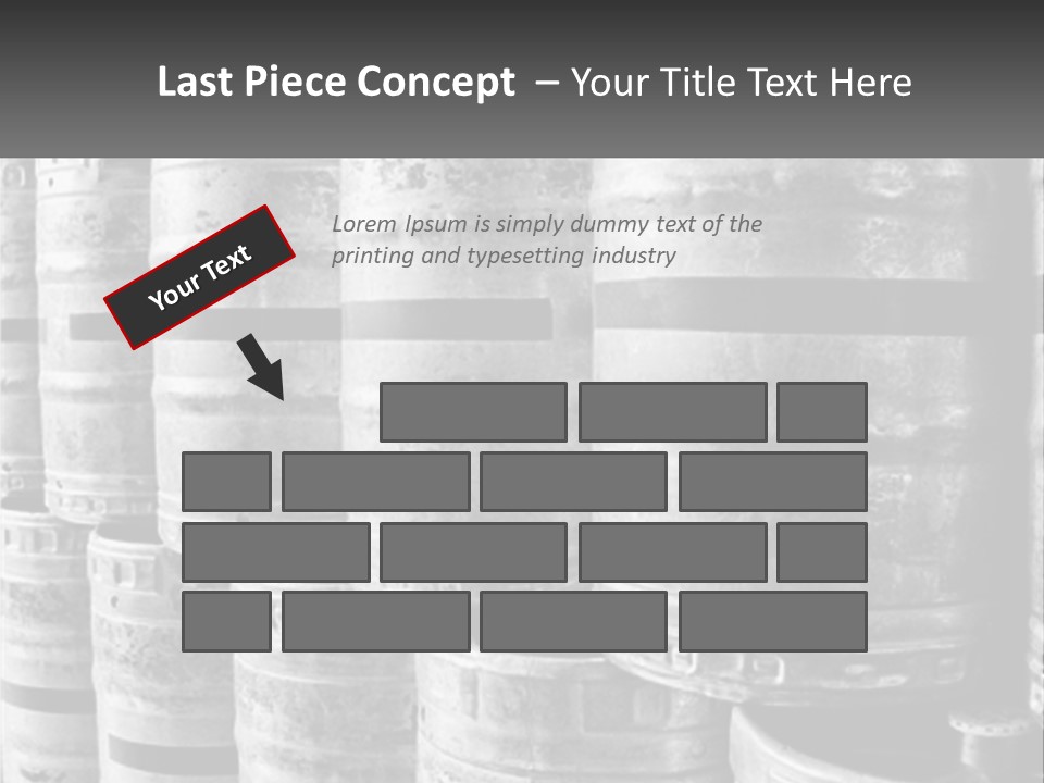 A Large Group Of Barrels In Black And White PowerPoint Template