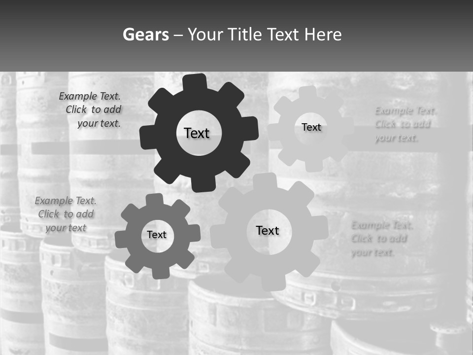 A Large Group Of Barrels In Black And White PowerPoint Template