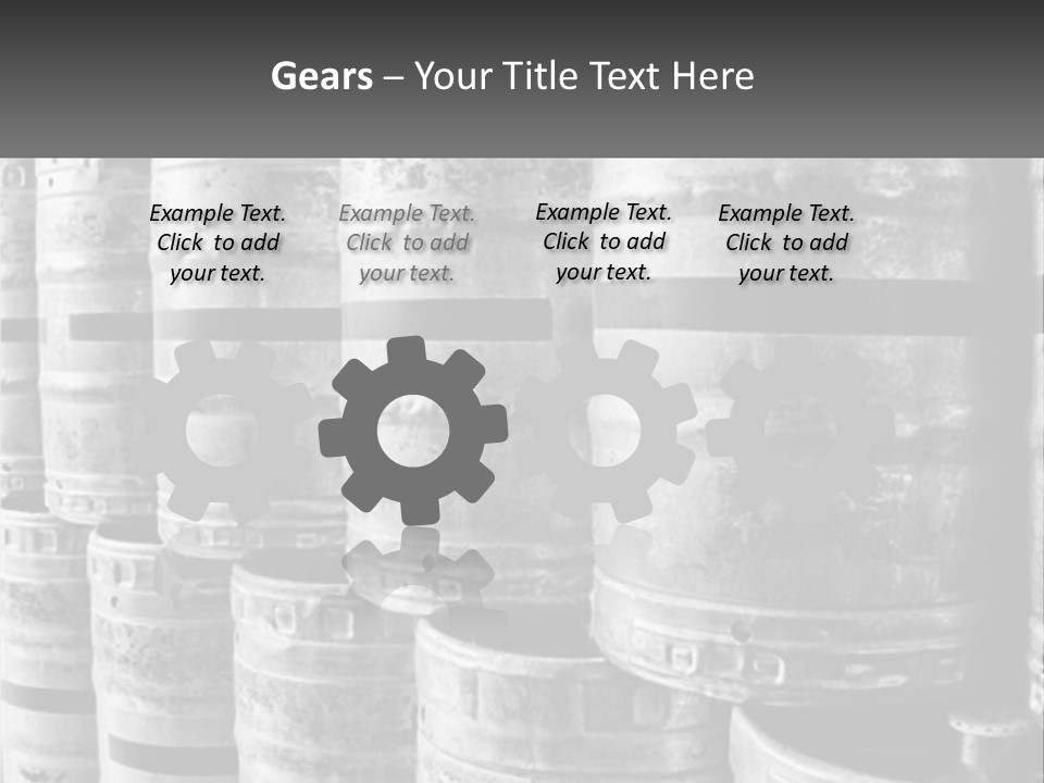 A Large Group Of Barrels In Black And White PowerPoint Template
