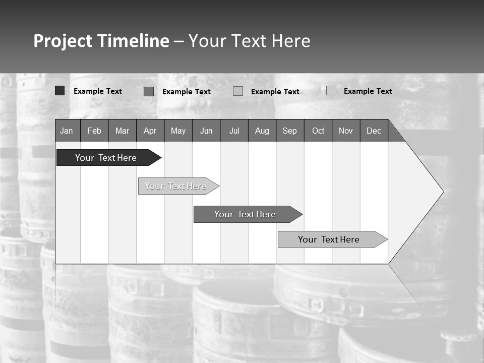 A Large Group Of Barrels In Black And White PowerPoint Template
