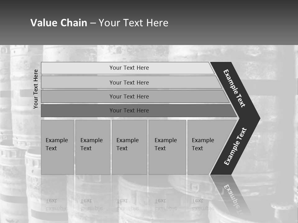 A Large Group Of Barrels In Black And White PowerPoint Template