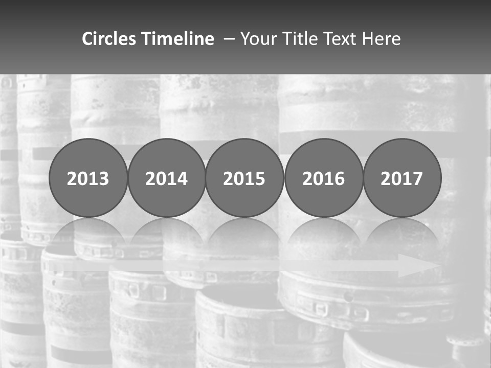 A Large Group Of Barrels In Black And White PowerPoint Template