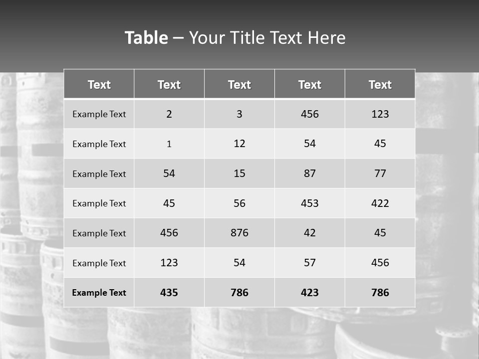 A Large Group Of Barrels In Black And White PowerPoint Template