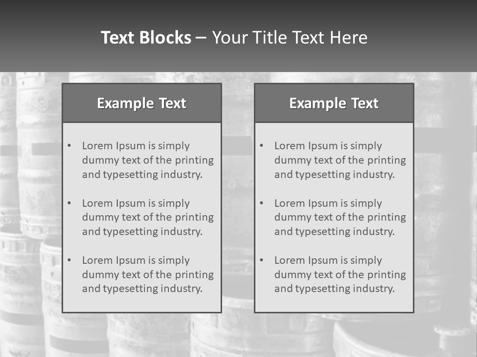 A Large Group Of Barrels In Black And White PowerPoint Template