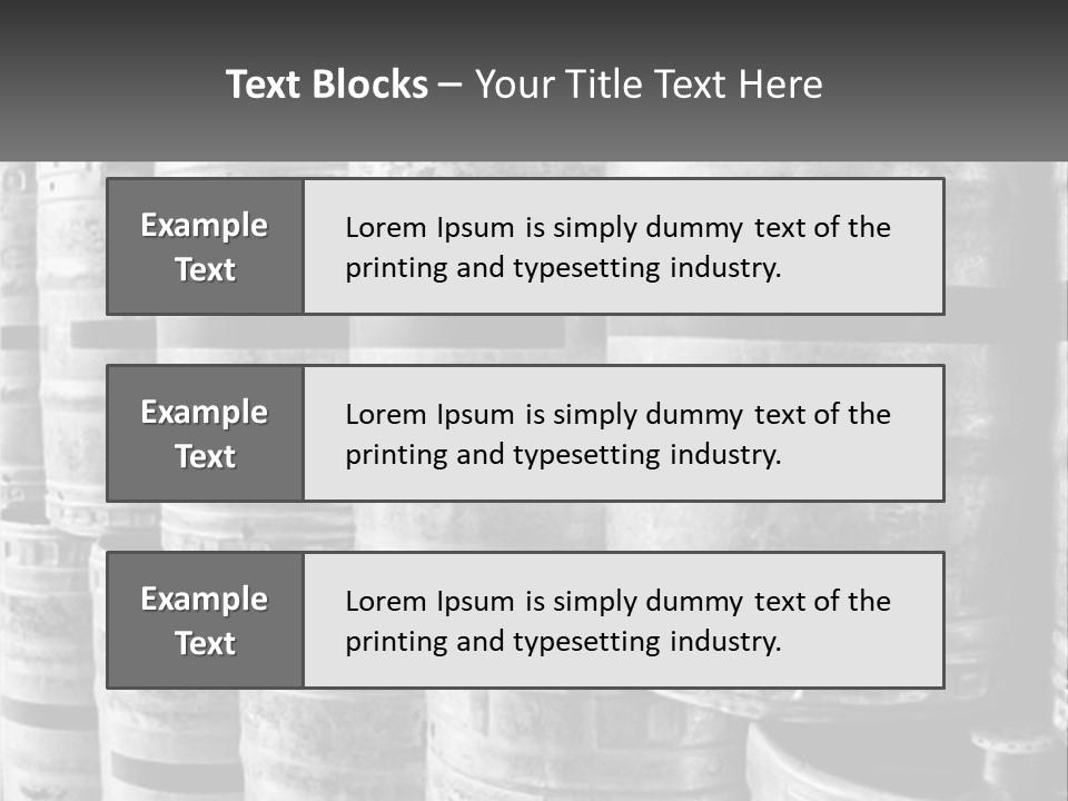 A Large Group Of Barrels In Black And White PowerPoint Template
