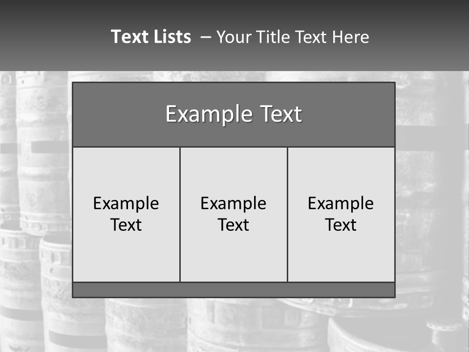 A Large Group Of Barrels In Black And White PowerPoint Template