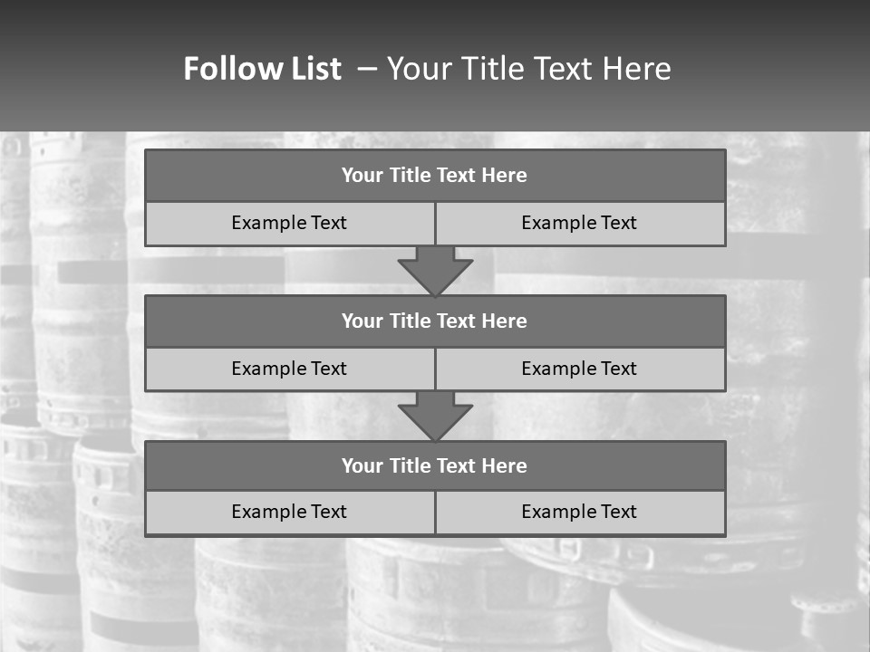 A Large Group Of Barrels In Black And White PowerPoint Template