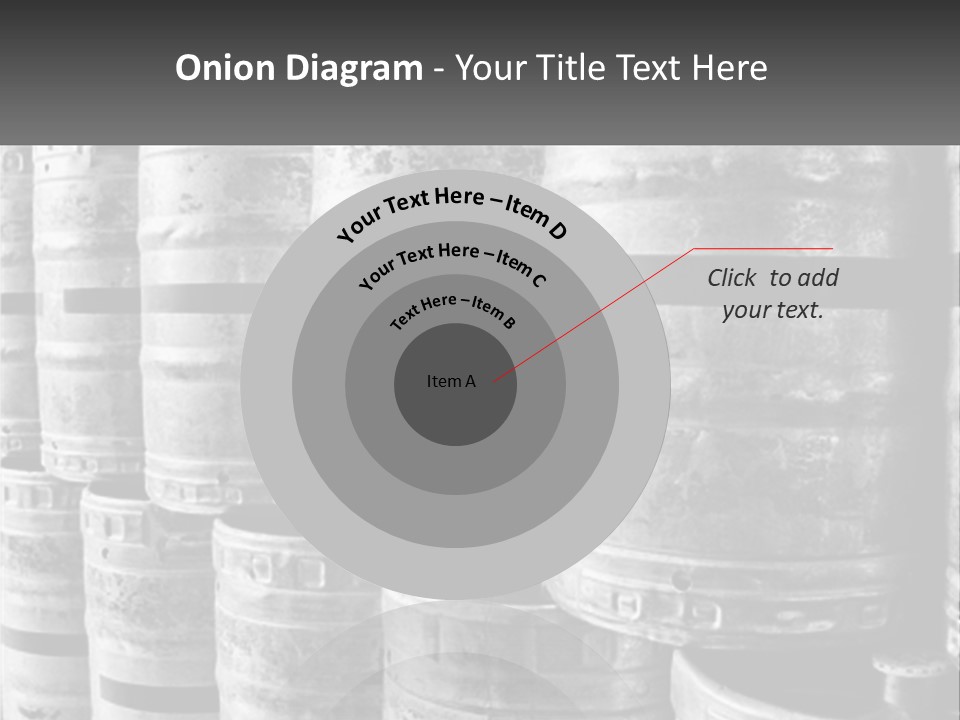 A Large Group Of Barrels In Black And White PowerPoint Template