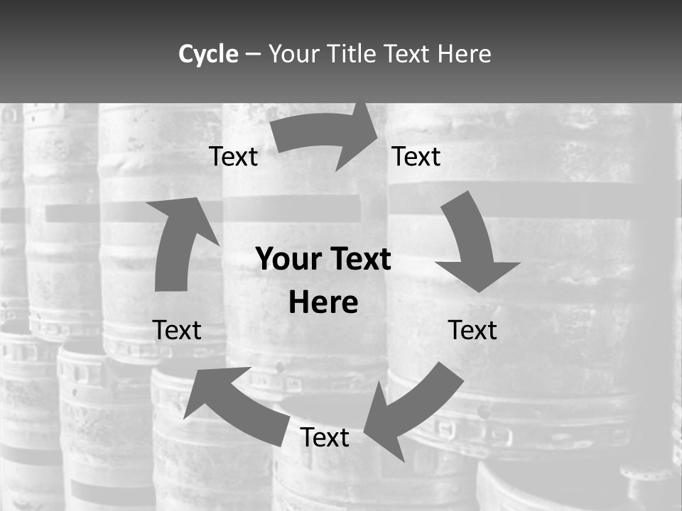 A Large Group Of Barrels In Black And White PowerPoint Template