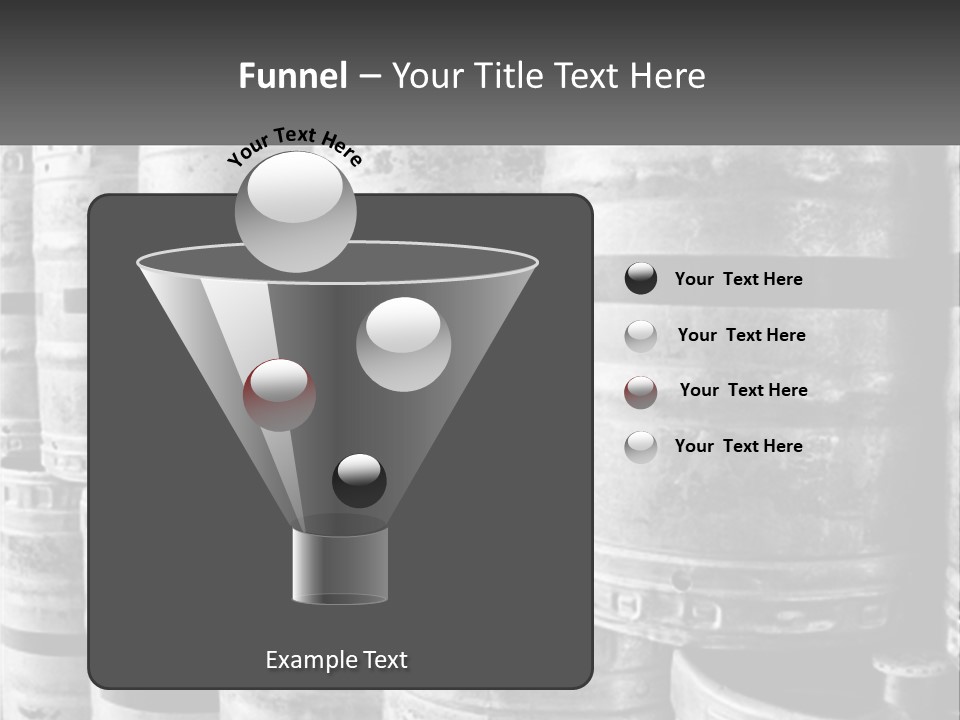 A Large Group Of Barrels In Black And White PowerPoint Template