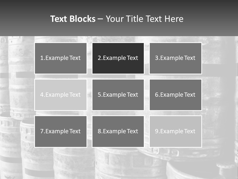 A Large Group Of Barrels In Black And White PowerPoint Template