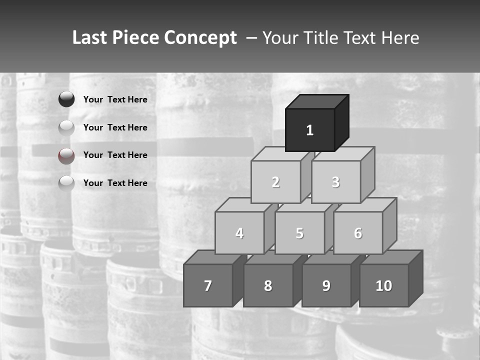 A Large Group Of Barrels In Black And White PowerPoint Template