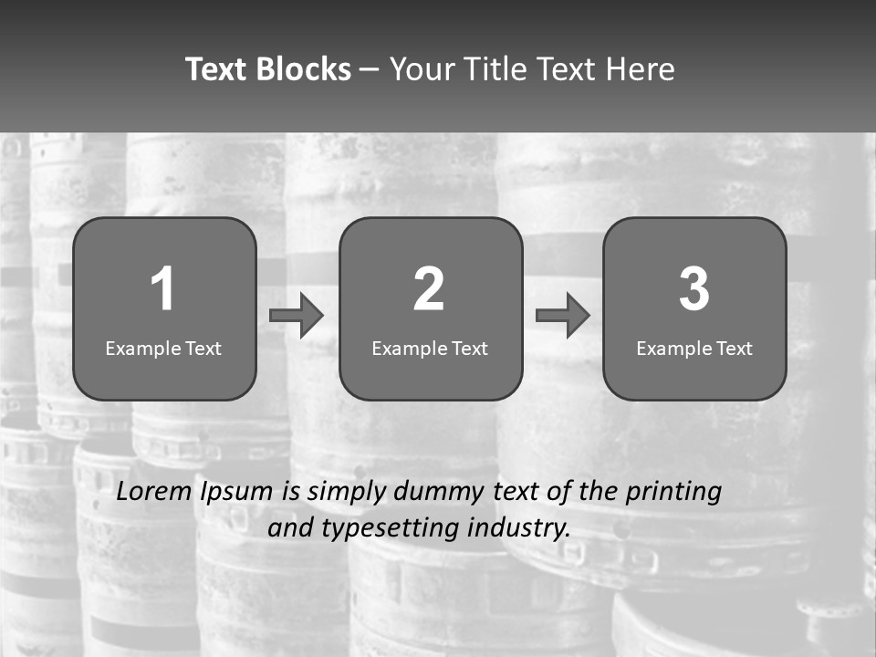 A Large Group Of Barrels In Black And White PowerPoint Template