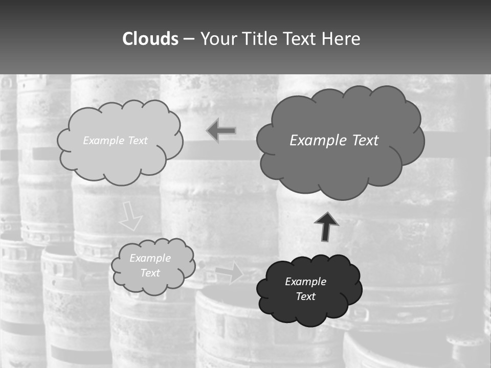 A Large Group Of Barrels In Black And White PowerPoint Template