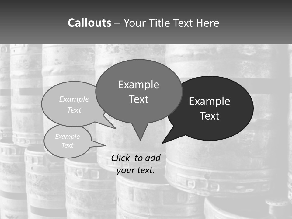 A Large Group Of Barrels In Black And White PowerPoint Template