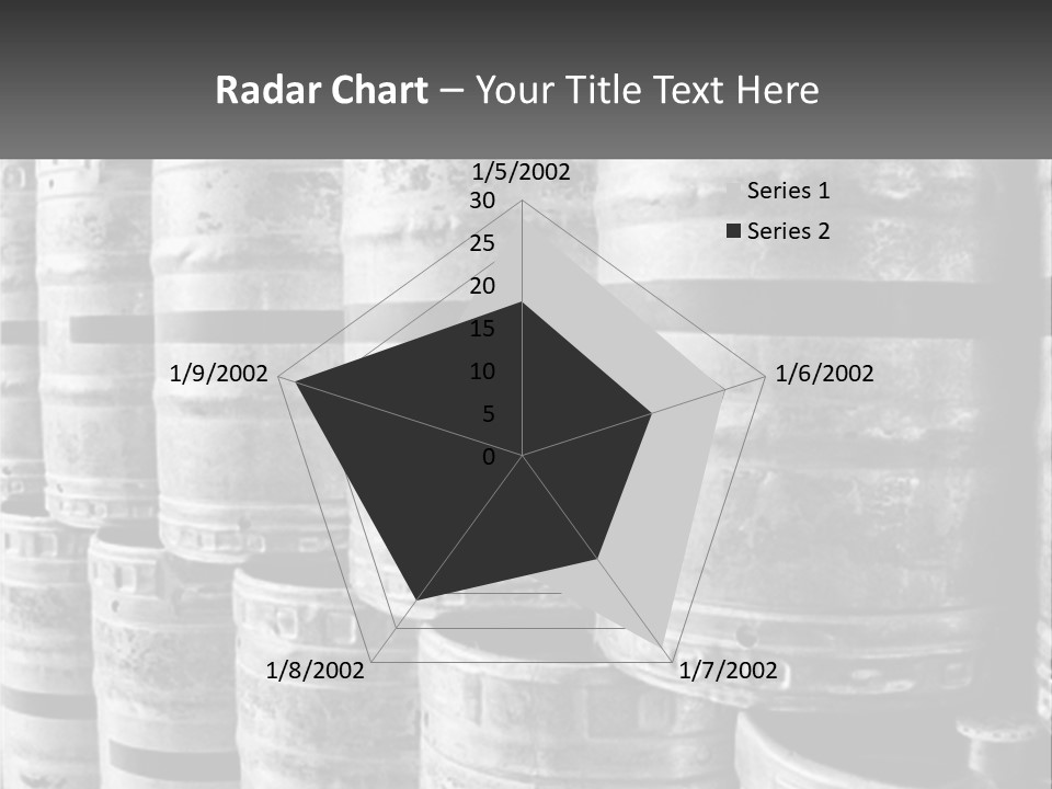 A Large Group Of Barrels In Black And White PowerPoint Template