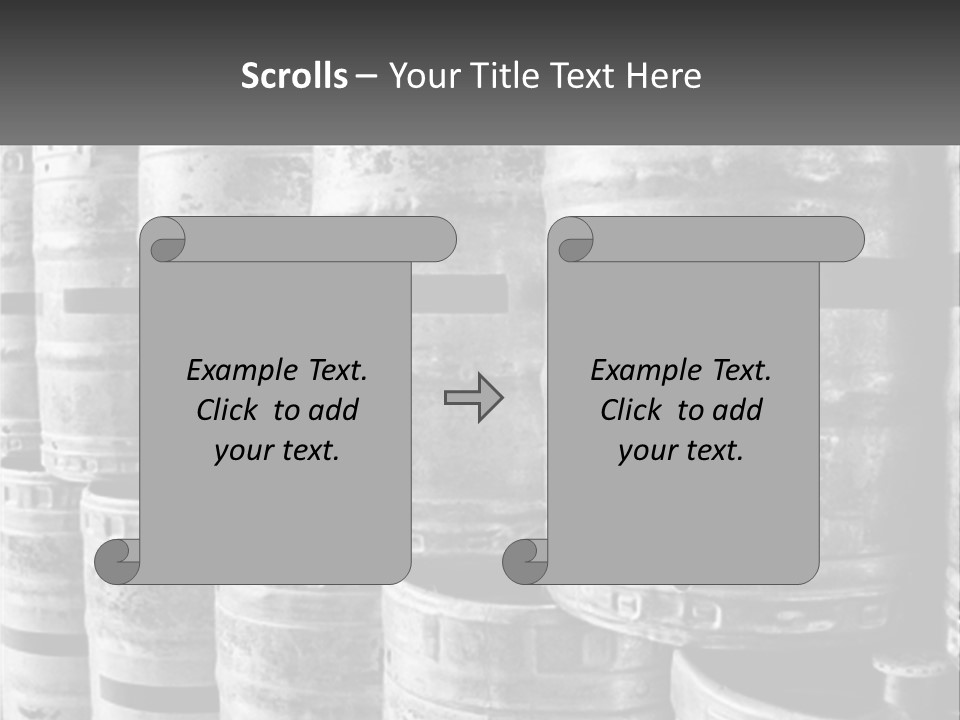 A Large Group Of Barrels In Black And White PowerPoint Template