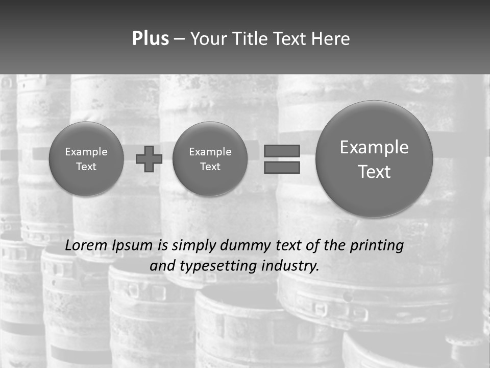 A Large Group Of Barrels In Black And White PowerPoint Template