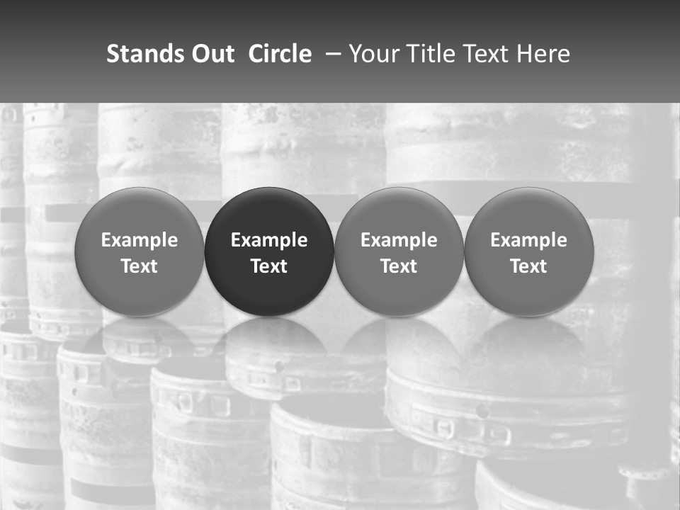 A Large Group Of Barrels In Black And White PowerPoint Template