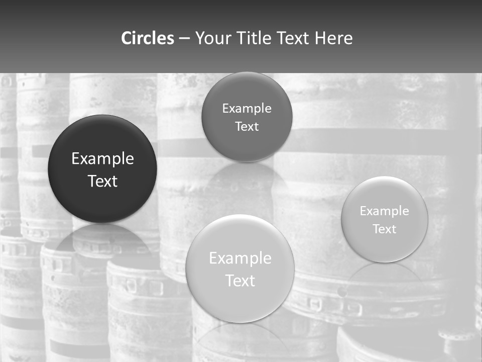 A Large Group Of Barrels In Black And White PowerPoint Template