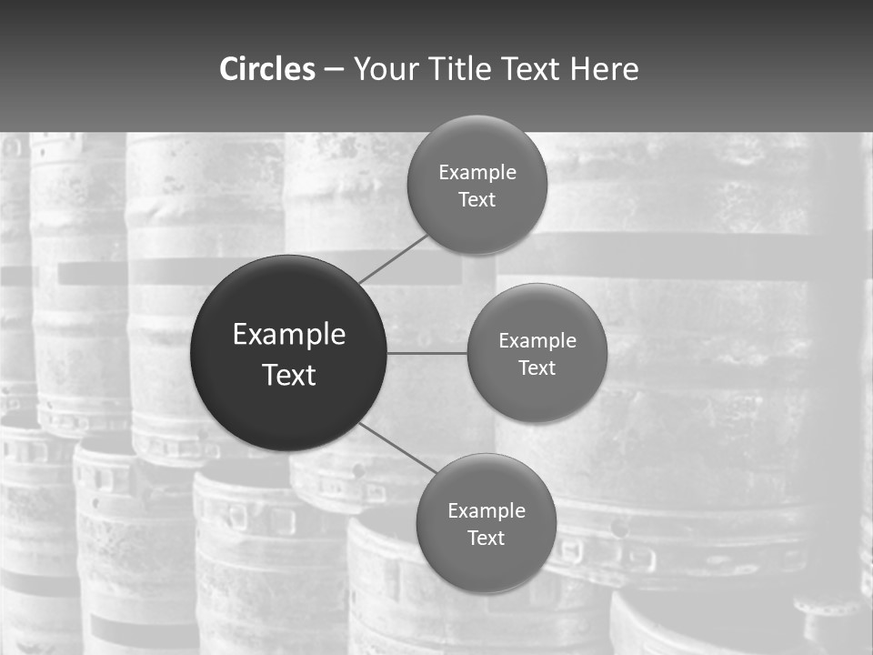 A Large Group Of Barrels In Black And White PowerPoint Template