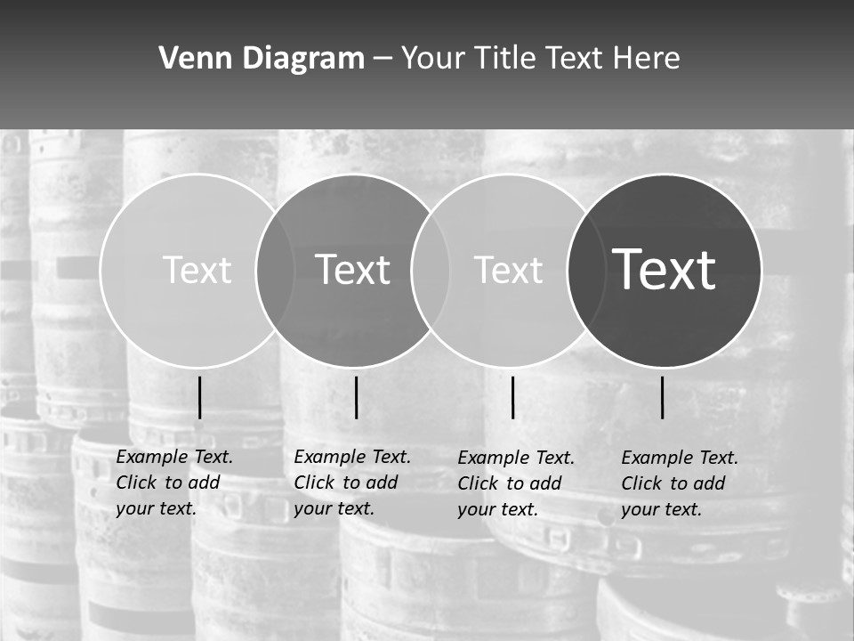 A Large Group Of Barrels In Black And White PowerPoint Template