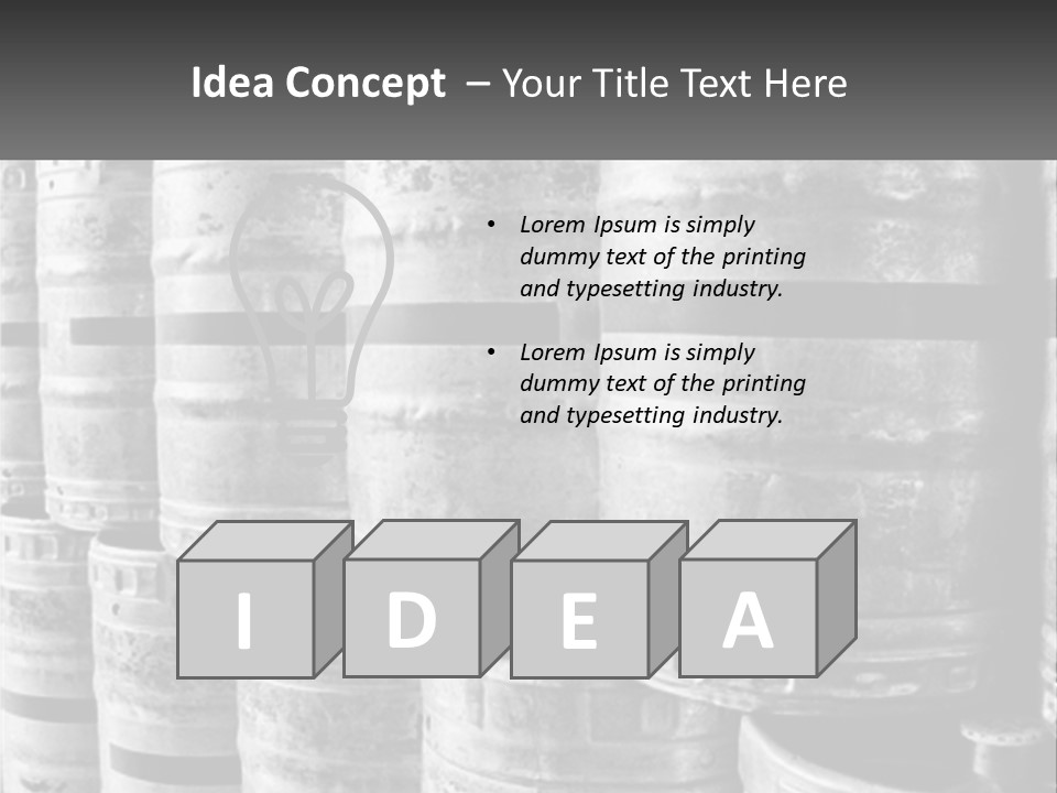 A Large Group Of Barrels In Black And White PowerPoint Template