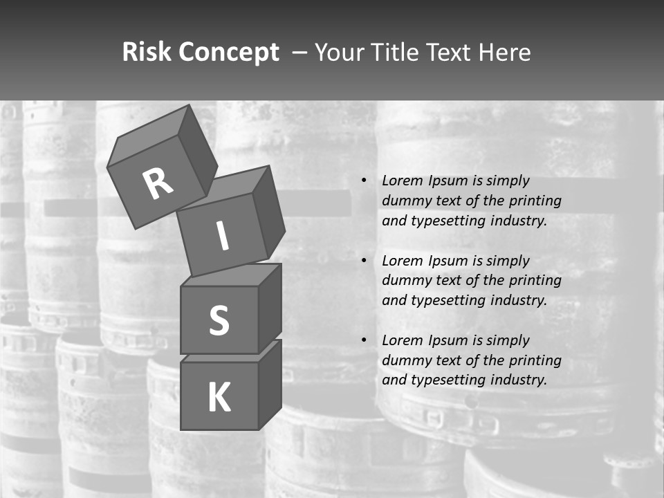 A Large Group Of Barrels In Black And White PowerPoint Template