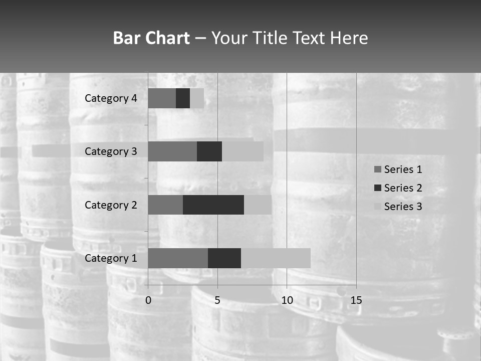 A Large Group Of Barrels In Black And White PowerPoint Template