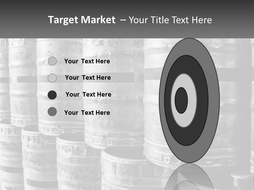 A Large Group Of Barrels In Black And White PowerPoint Template