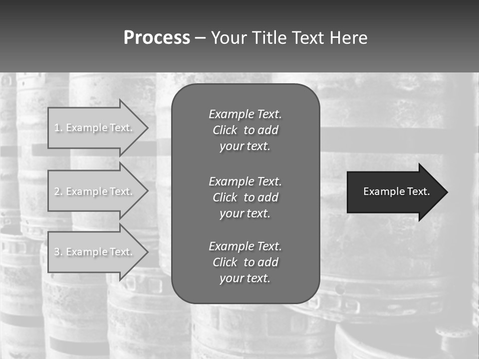 A Large Group Of Barrels In Black And White PowerPoint Template