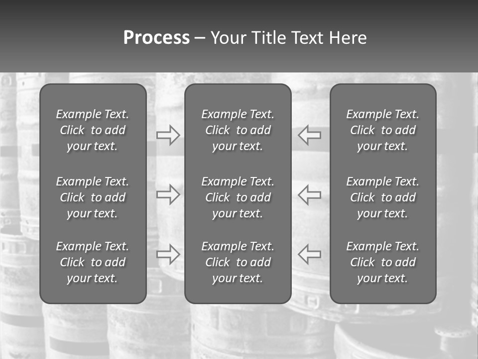 A Large Group Of Barrels In Black And White PowerPoint Template
